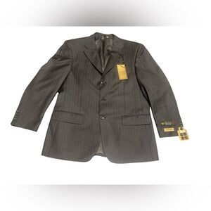 NWT LUCA ROSSI BROWN Effiel pin striped 3 button sports coat blazer size 42r